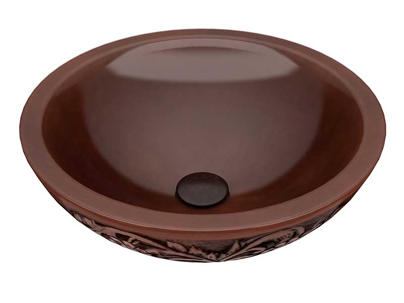 Anzzi Pisces 16 in. Handmade Vessel Sink in Polished Antique Copper with Floral Design Exterior BS-010 6