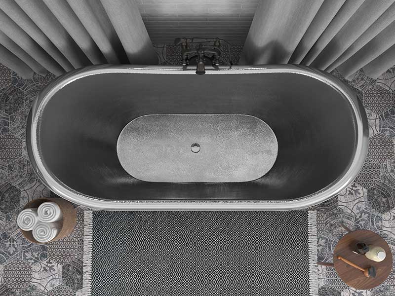 Anzzi Bali 67 in. Handmade Copper Double Slipper Flatbottom Non-Whirlpool Bathtub in Hammered Antique Copper FT-AZ332 4