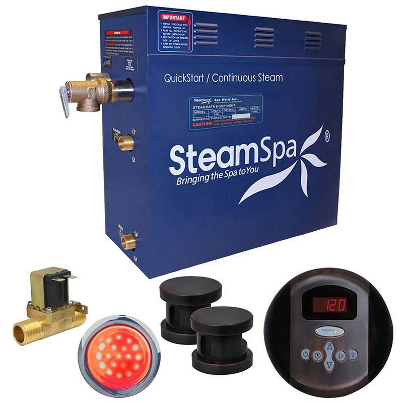SteamSpa Indulgence 12 KW QuickStart Acu-Steam Bath Generator Package with Built-in Auto Drain in Oil Rubbed Bronze