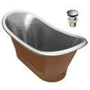 Anzzi Bali 67 in. Handmade Copper Double Slipper Flatbottom Non-Whirlpool Bathtub in Hammered Antique Copper FT-AZ332