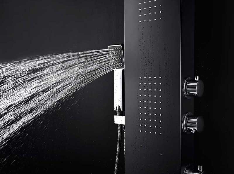 Anzzi LEVEL Series 66 in. Full Body Shower Panel System with Heavy Rain Shower and Spray Wand in Black 11