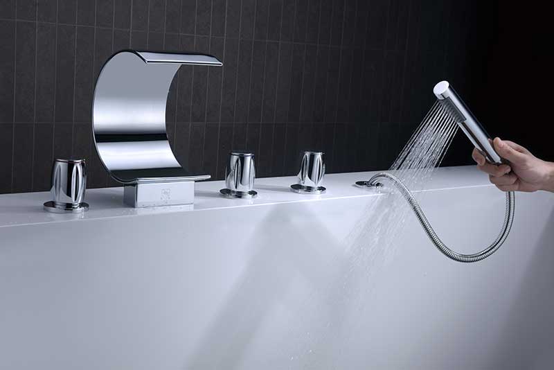 Anzzi Ribbon 3-Handle Deck-Mount Roman Tub Faucet in Chrome FR-AZ048CH 7
