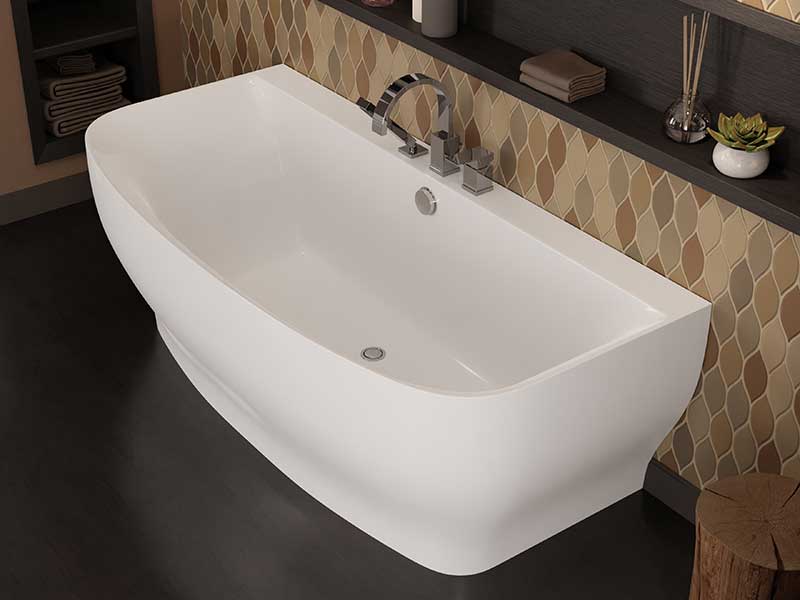 Anzzi Bank Series 5.41 ft. Freestanding Bathtub with Deck Mounted Faucet in White FT-FR112473CH 2
