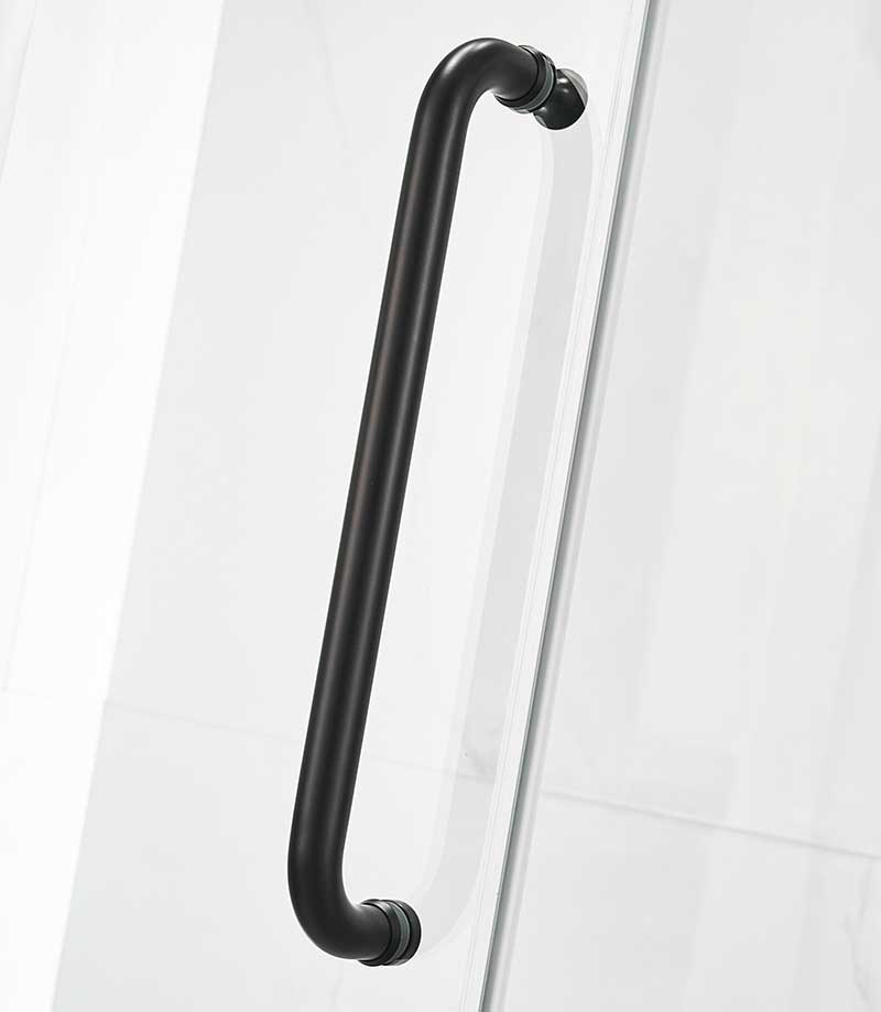 Anzzi Madam Series 48 in. by 76 in. Frameless Sliding Shower Door in Matte Black with Handle SD-AZ13-01MB 7