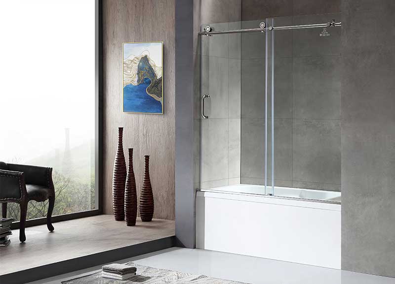 Anzzi Don Series 60 in. x 62 in. Frameless Sliding Tub Door in Polished Chrome SD-AZ17-01CH 2