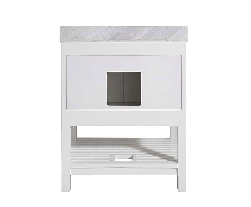 Anzzi Montaigne 30 in. W x 22 in. D Vanity in White with Marble Vanity Top in Carrara White with White Basin and Mirror 17