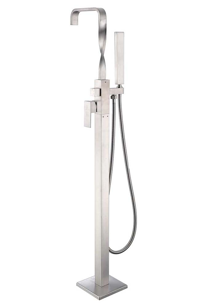 Anzzi Yosemite 2-Handle Claw Foot Tub Faucet with Hand Shower in Brushed Nickel FS-AZ0050BN 22