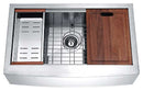Anzzi Aegis Farmhouse Stainless Steel 33 in. 0-Hole Single Bowl Kitchen Sink with Cutting Board and Colander K-AZ3320-1Ac