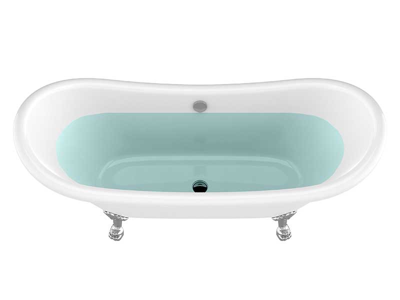 Anzzi 69.29” Belissima Double Slipper Acrylic Claw Foot Tub in White FT-CF130LXFT-CH 6