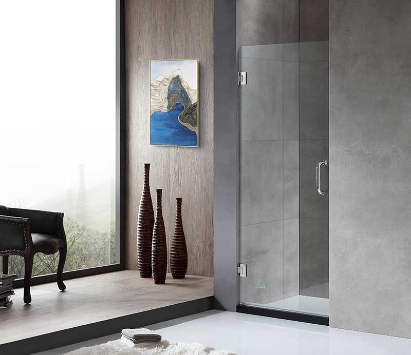 Anzzi Passion Series 24 in. by 72 in. Frameless Hinged Shower Door in Chrome with Handle SD-AZ8075-01CH 2
