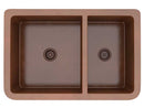 Anzzi Lamb Farmhouse Handmade Copper 33 in. 60/40 Double Bowl Kitchen Sink with Floral Design in Polished Antique Copper K-AZ249 6