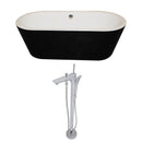 Anzzi Dualita 5.3 ft. Acrylic Freestanding Non-Whirlpool Bathtub in Black and Kase Series Faucet in Chrome