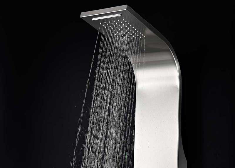 Anzzi ANCHORAGE Series 60 in. Full Body Shower Panel System with Heavy Rain Shower and Spray Wand in Brushed Steel 11