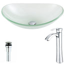 Anzzi Forza Series Deco-Glass Vessel Sink in Lustrous Frosted with Harmony Faucet in Chrome