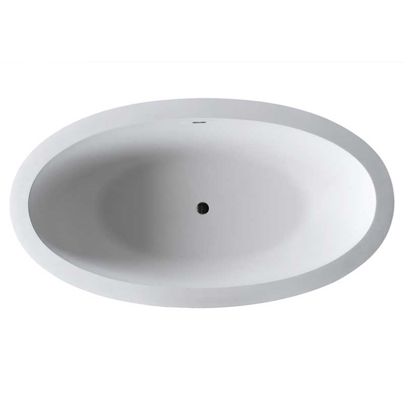 Anzzi Kekehun 6.3 ft. Solid Surface Center Drain Freestanding Bathtub in Matte White FT-AZ8415 3