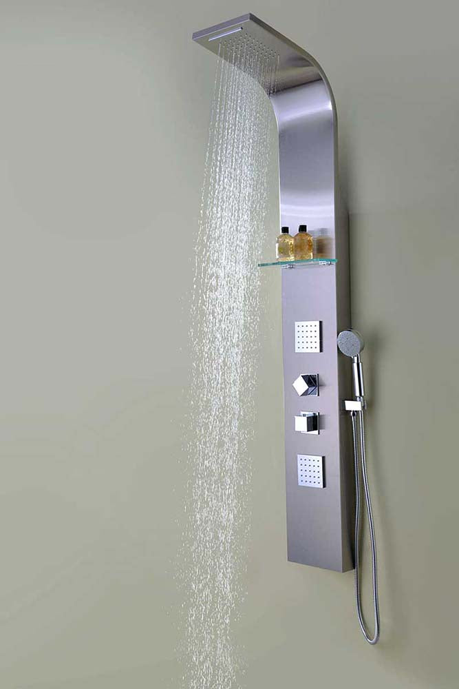 Anzzi Niagara 64 in. 2-Jetted Shower Panel with Heavy Rain Shower and Spray Wand in Brushed Steel SP-AZ023 10