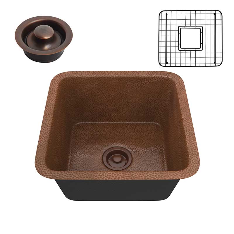 Anzzi Illyrian Drop-in Handmade Copper 16 in. 0-Hole Single Bowl Kitchen Sink in Hammered Antique Copper SK-001