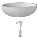 Anzzi Lusso 6.3 ft. Man-Made Stone Freestanding Non-Whirlpool Bathtub in Matte White and Kase Series Faucet in Chrome