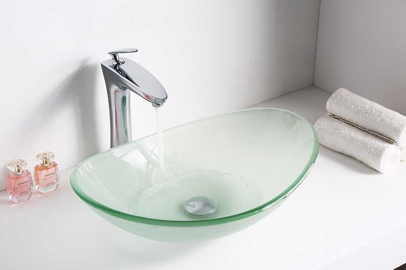 Anzzi Craft Series Deco-Glass Vessel Sink in Lustrous Frosted LS-AZ8128 2