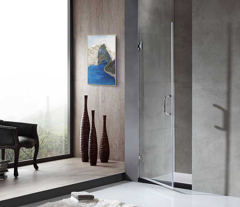 Anzzi Passion Series 30 in. by 72 in. Frameless Hinged Shower Door in Chrome with Handle SD-AZ8075-02CH 3
