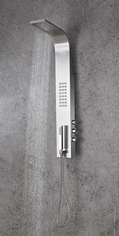 Anzzi Pier 48 in. Full Body Shower Panel with Heavy Rain Shower and Spray Wand in Brushed Steel SP-AZ076 14