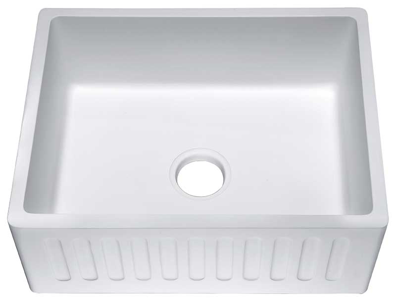 Anzzi Roine Farmhouse Reversible Apron Front Solid Surface 24 in. Single Basin Kitchen Sink in White K-AZ221-1A