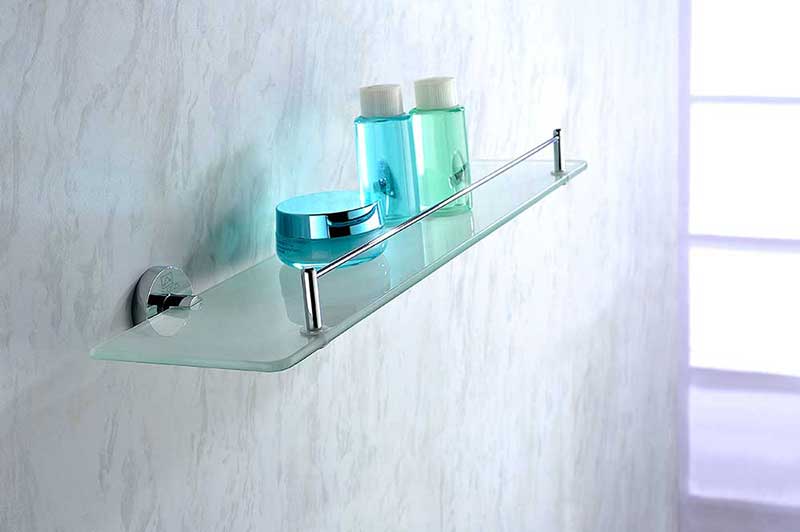 Anzzi Caster Series Glass Shelf in Polished Chrome 2
