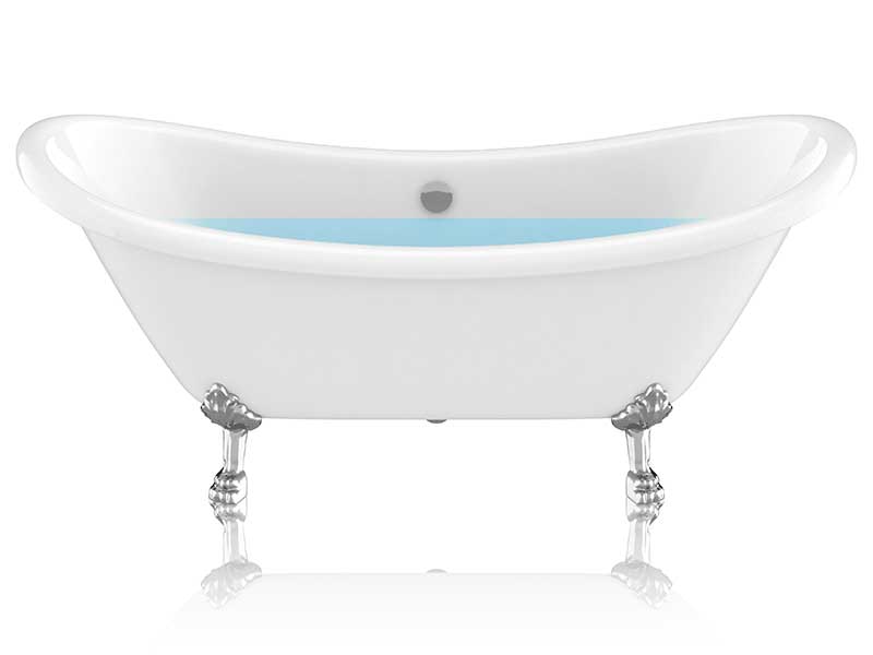 Anzzi 69.29” Belissima Double Slipper Acrylic Claw Foot Tub in White FT-CF130LXFT-CH