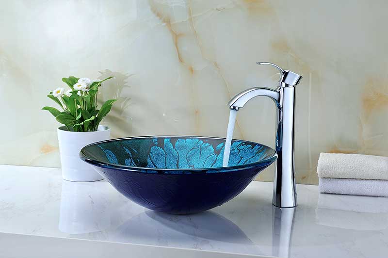 Anzzi Telina Series Deco-Glass Vessel Sink in Lustrous Blue and Black Y270 5