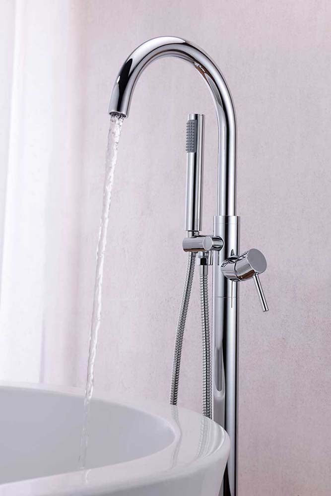 Anzzi Coral Series 2-Handle Freestanding Claw Foot Tub Faucet with Hand Shower in Polished Chrome FS-AZ0047CH 5