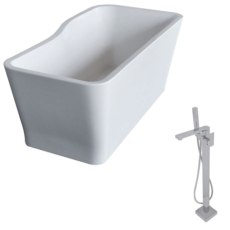 Anzzi Salva 5.7 ft. Acrylic Freestanding Non-Whirlpool Bathtub in White and Dawn Series Faucet in Chrome