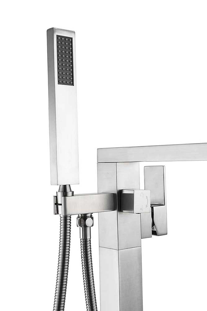 Anzzi Khone 2-Handle Claw Foot Tub Faucet with Hand Shower in Brushed Nickel FS-AZ0037BN 6