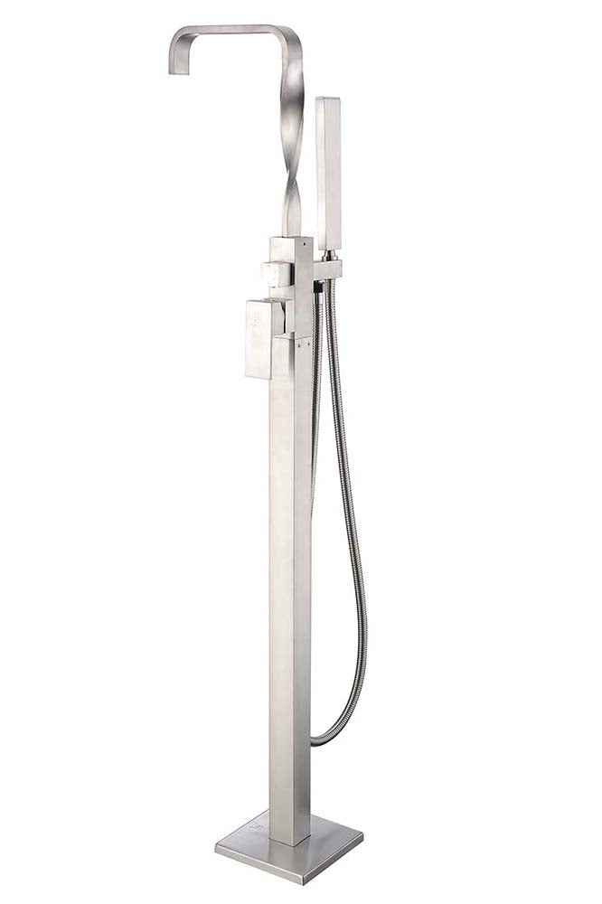 Anzzi Yosemite 2-Handle Claw Foot Tub Faucet with Hand Shower in Brushed Nickel FS-AZ0050BN 23