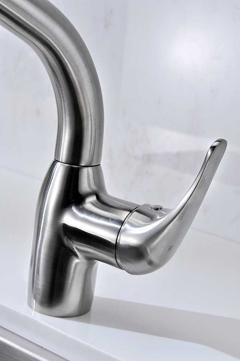 Anzzi Harbour Pull Out Single Handle Kitchen Faucet in Brushed Nickel 8