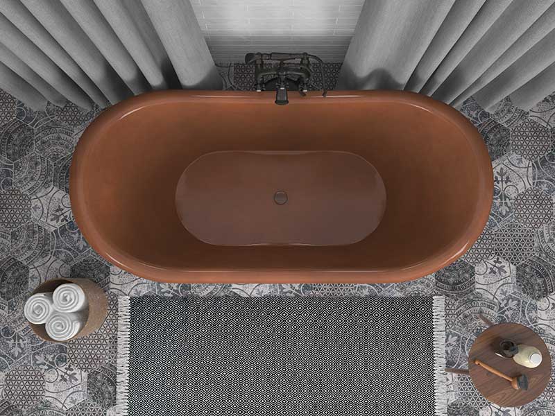 Anzzi Banten 68 in. Handmade Copper Double Slipper Flatbottom Non-Whirlpool Bathtub in Polished Antique Copper FT-AZ330 4
