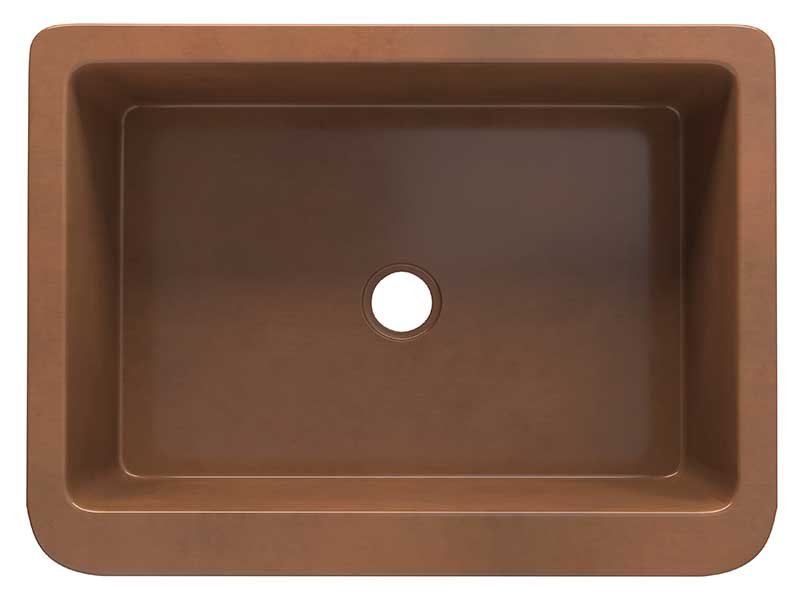 Anzzi Cilicia Farmhouse Handmade Copper 30 in. 0-Hole Single Bowl Kitchen Sink with Daisy Design Panel in Polished Antique Copper SK-015 6
