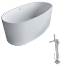 Anzzi Roccia 5.1 ft. Man-Made Stone Freestanding Non-Whirlpool Bathtub in Matte White and Dawn Series Faucet in Chrome