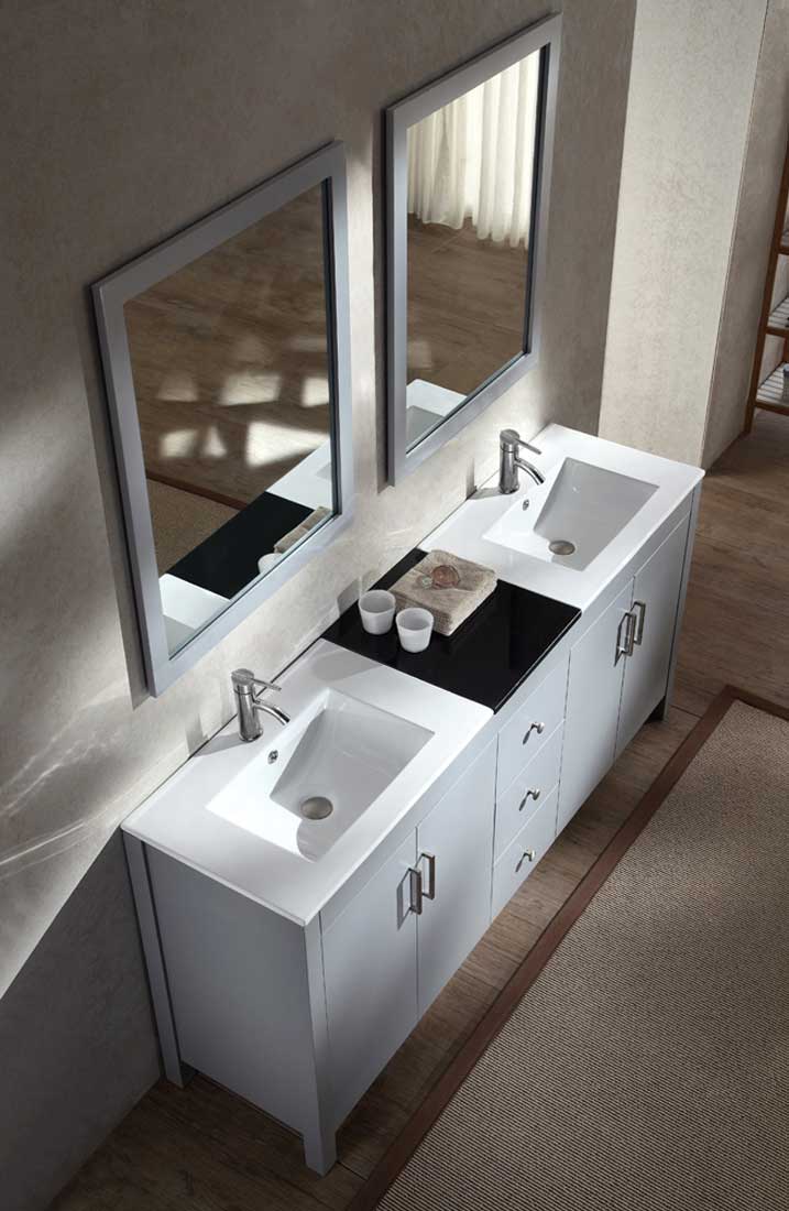 Ariel Hanson 72" Double Sink Vanity Set in Grey 4