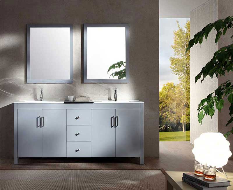 Ariel Hanson 72" Double Sink Vanity Set in Grey