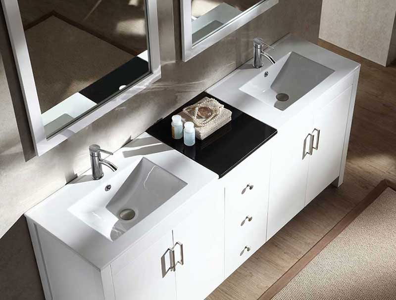 Ariel Hanson 72" Double Sink Vanity Set in White 4