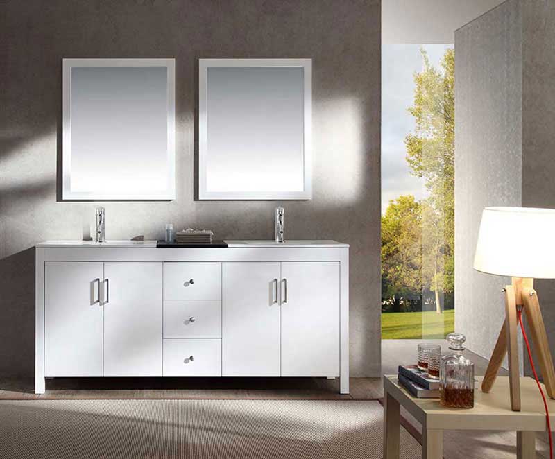 Ariel Hanson 72" Double Sink Vanity Set in White
