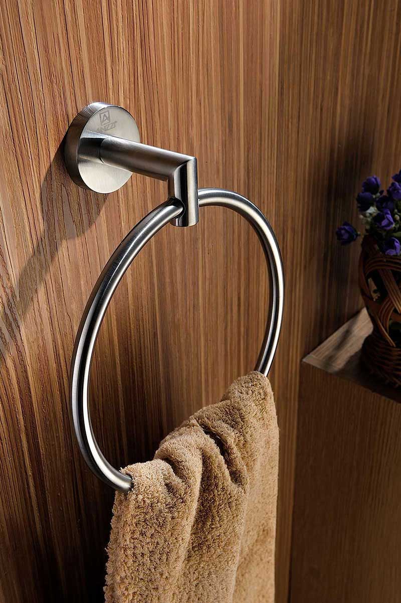 Anzzi Caster 2 Series Towel Ring in Brushed Nickel 2