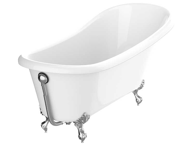 Anzzi 67.32” Diamante Slipper-Style Acrylic Claw Foot Tub in White FT-CF131FAFT-CH 7