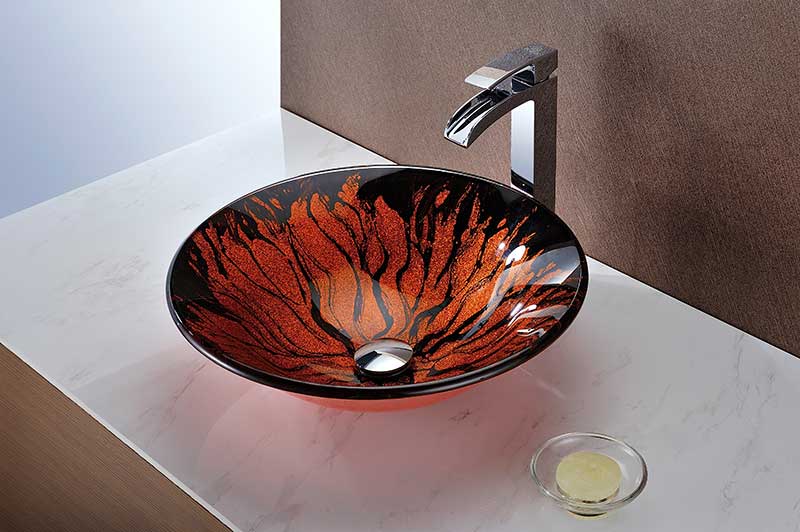 Anzzi Ore Series Deco-Glass Vessel Sink in Lustrous Red and Black LS-AZ8109 9