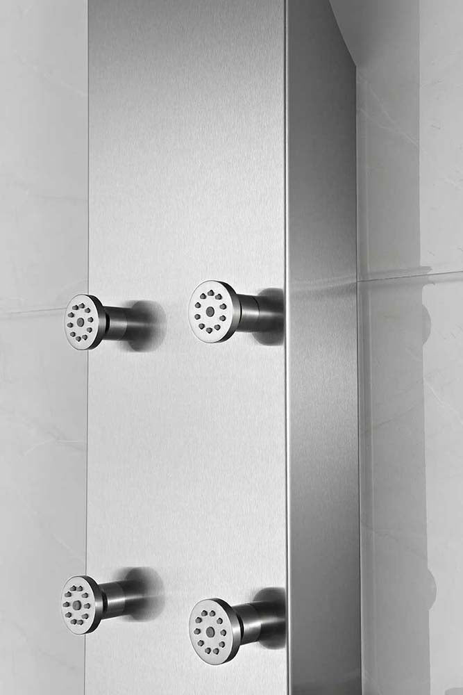 Anzzi Fontan 64 in. 6-Jetted Full Body Shower Panel with Heavy Rain Shower and Spray Wand in Brushed Steel SP-AZ026 13