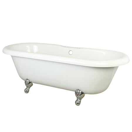 Kingston Brass VT7DS673023H1 Vintage Acrylic Tub 67" X 30" X 23" Harrisburg Feet, with 7" Hole, White and Chrome