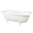 Kingston Brass VT7DS673023HW Vintage Acrylic Tub 67" X 30" X 23" Harrisburg Feet, with 7" Hole, White