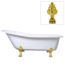 Kingston Brass VTDE692823C2 Vintage Acrylic Tub with Polished Brass Constantine Lion Feet, White