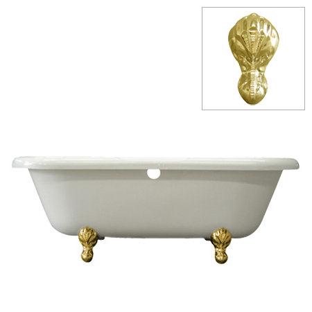 Kingston Brass VTDS673023H2 Vintage Acrylic Tub with Polished Brass Constantine Lion Feet, White