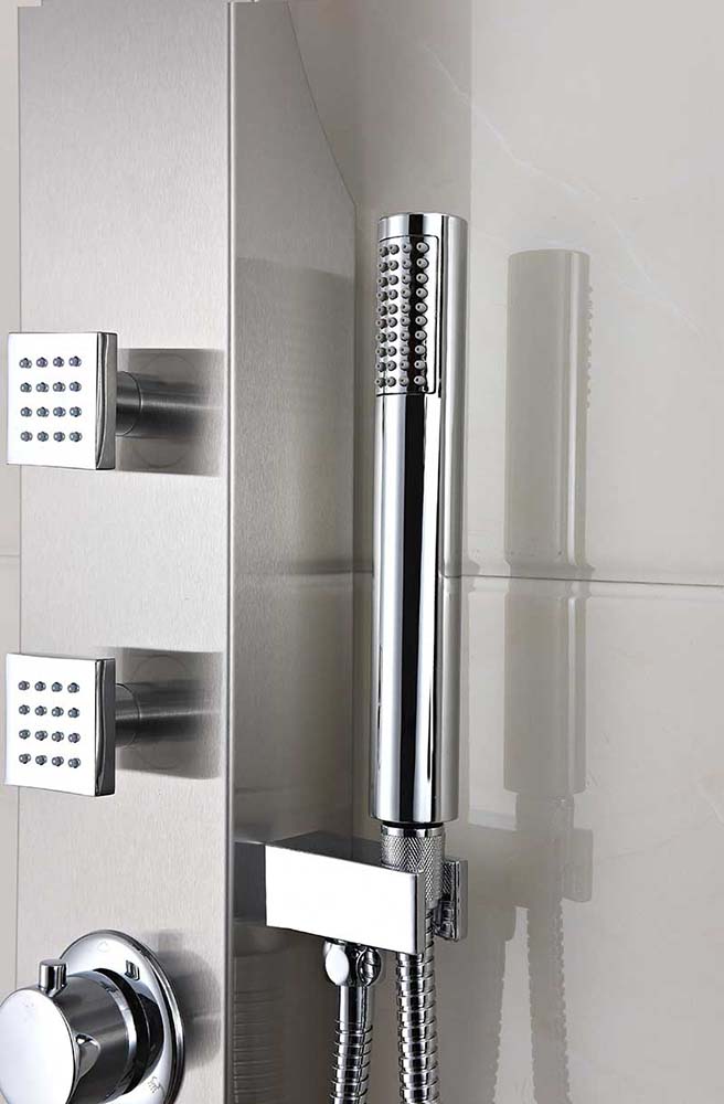Anzzi Sans 40 in. Full Body Shower Panel with Heavy Rain Shower and Spray Wand in Brushed Steel SP-AZ077 4